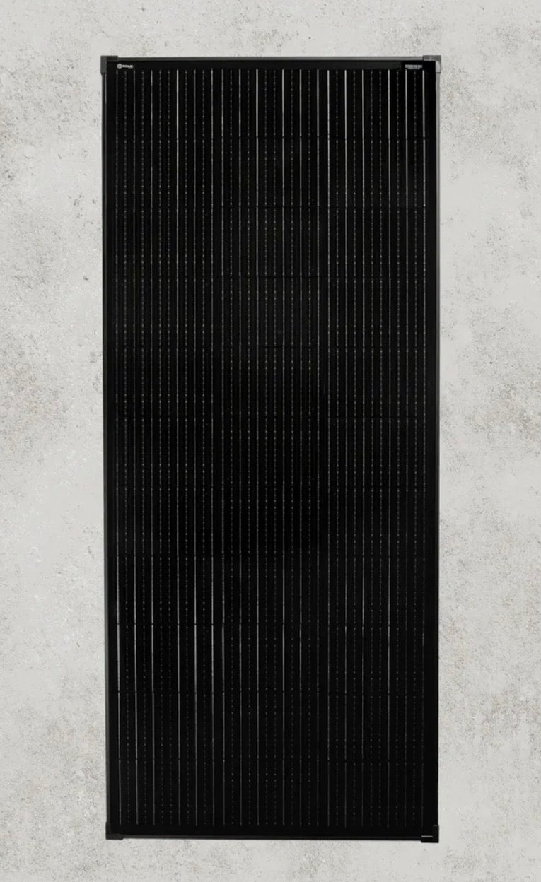 200W Glass Solar Panel Black 12V (30mm Frame)