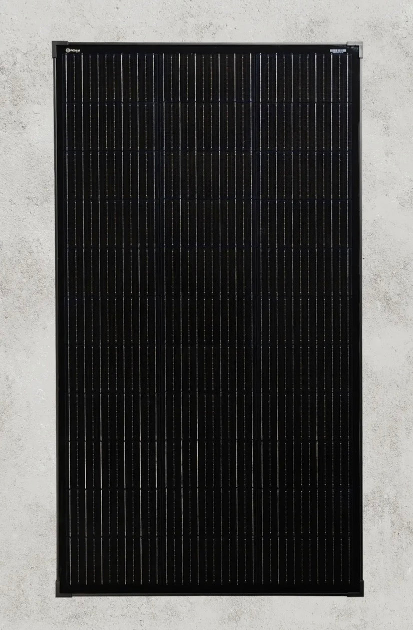 160W Glass Solar Panel Black 12V (30mm Frame)