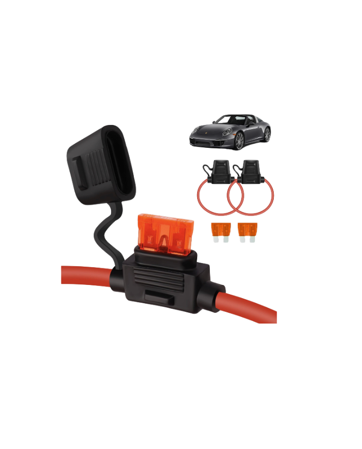 Standard Blade Inline Fuse Holder w/Water Proof Dustproof Cover 20A 16AWG