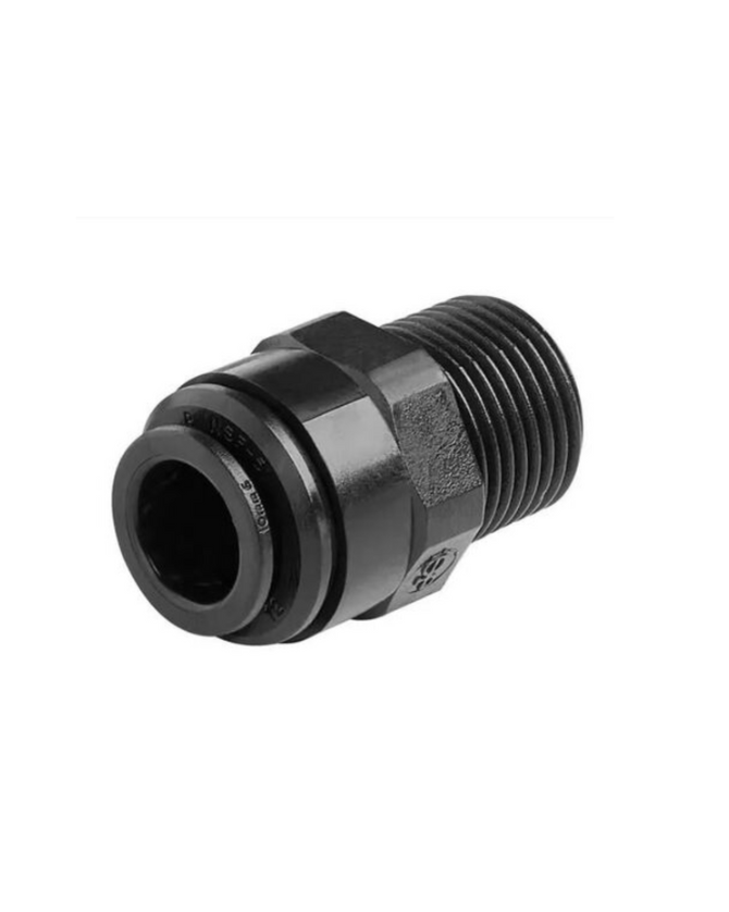 Push In Push Fit Metric Tube Male BSP Adaptor Nipple Fluidfit Black