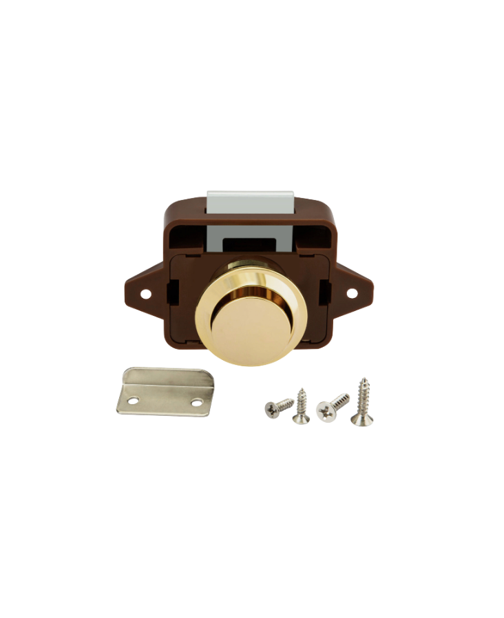 Push Button Latch Knob - Brown & Gold